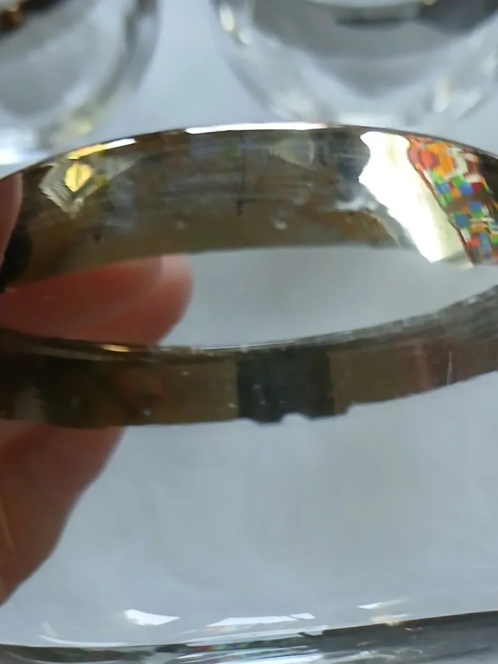 Vintage glass barware roly poly silver band MCM barware  flaws